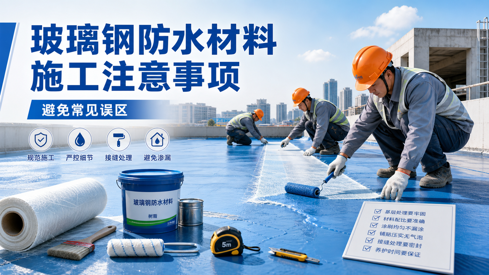 玻璃钢防水材料施工注意事项,避免常见误区 贺州 版